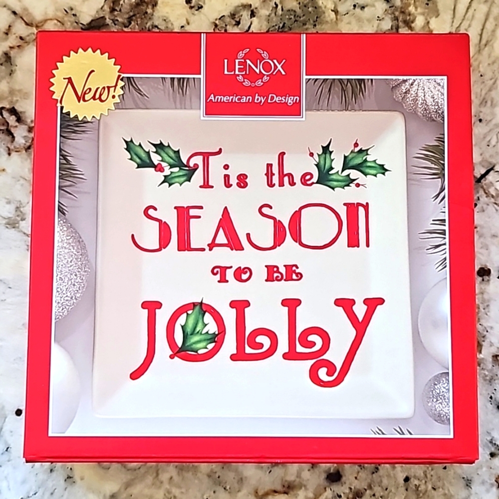 Lenox Holiday Square Dish Tidbit Plate 6" Tis the Season American by Design New